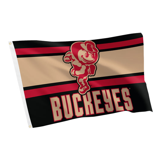 Ohio State Buckeyes Desert Cactus 3"x5" Retro Brutus Flag In Tan - Front View