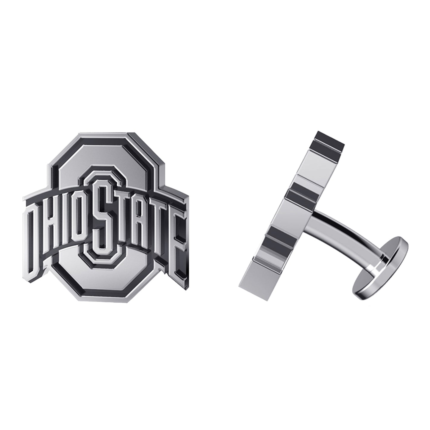 Ohio State Buckeyes Silver Cufflinks - Front View