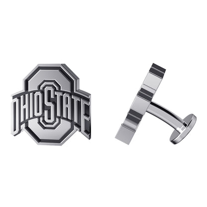 Ohio State Buckeyes Silver Cufflinks - Front View