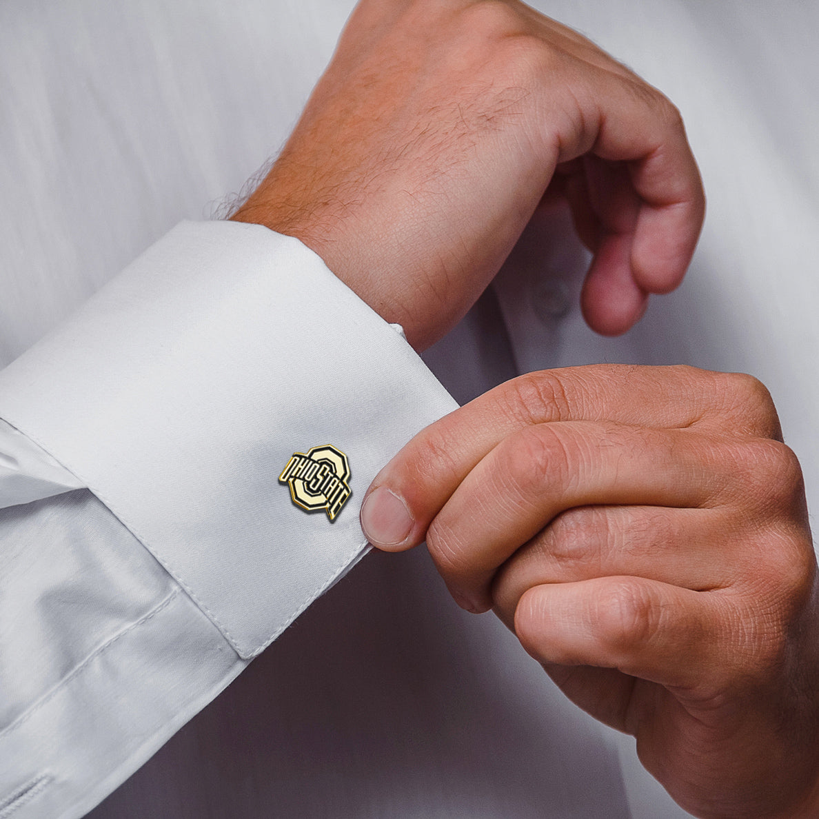 Ohio State Buckeyes Gold Cufflinks - On Model