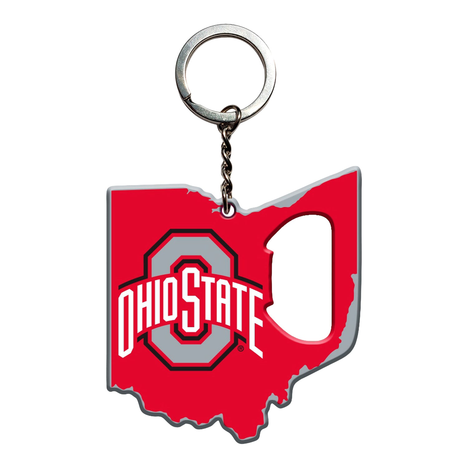 Ohio State Buckeyes Ohio Shaped Bottle Opener In Scarlet - Front View