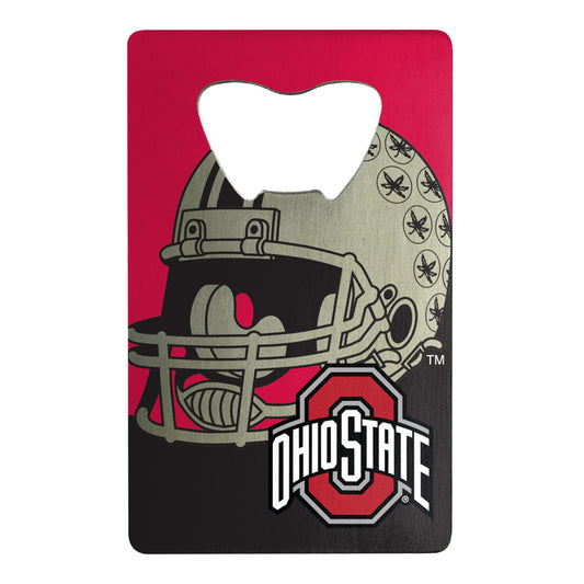 Ohio State Buckeyes Football Helmet Bottle Opener In Scarlet - Front View