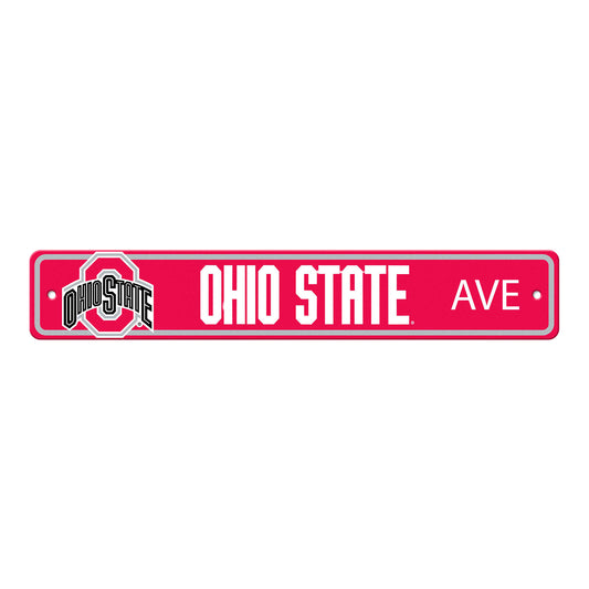 Ohio State Ave Fan Street Sign In Scarlet - Front View