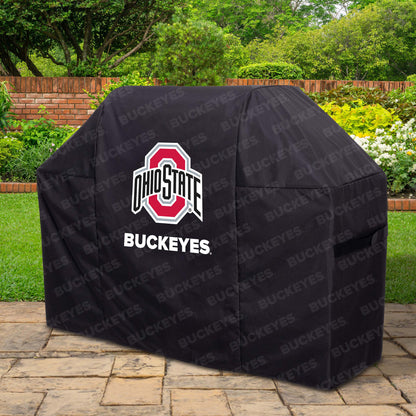 Ohio State Buckeyes Primary Logo Heavy Duty Grill Cover In Black - Lifestyle View 2