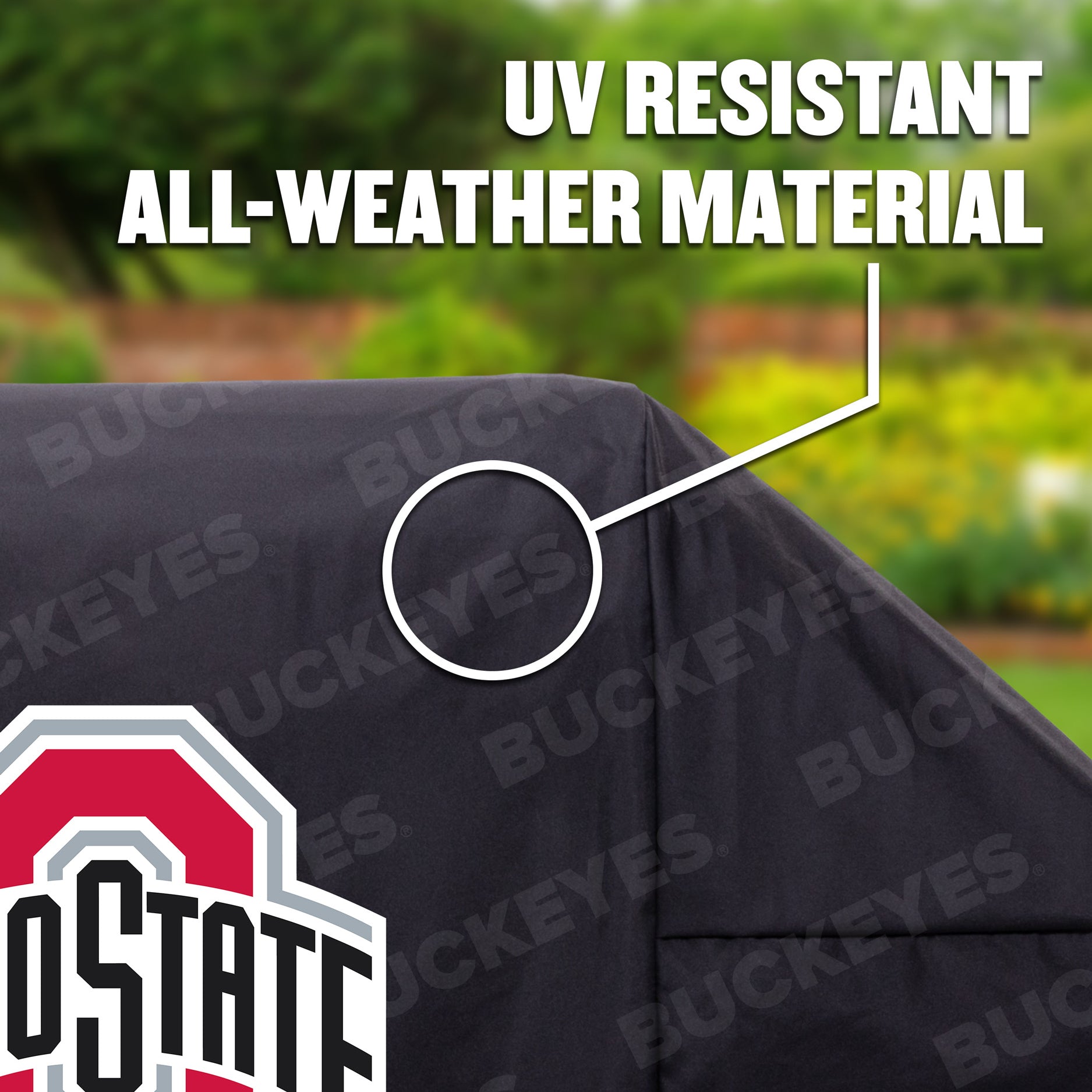 Ohio State Buckeyes Primary Logo Heavy Duty Grill Cover In Black - Material View