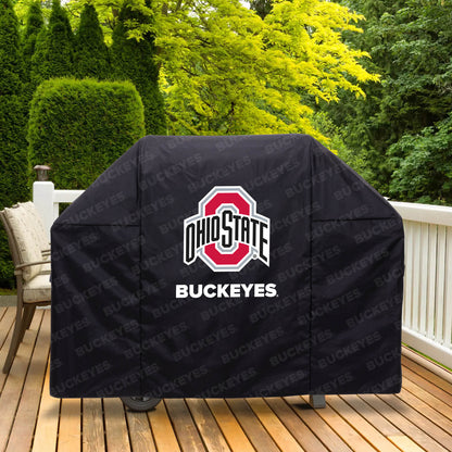 Ohio State Buckeyes Primary Logo Heavy Duty Grill Cover In Black - Lifestyle View