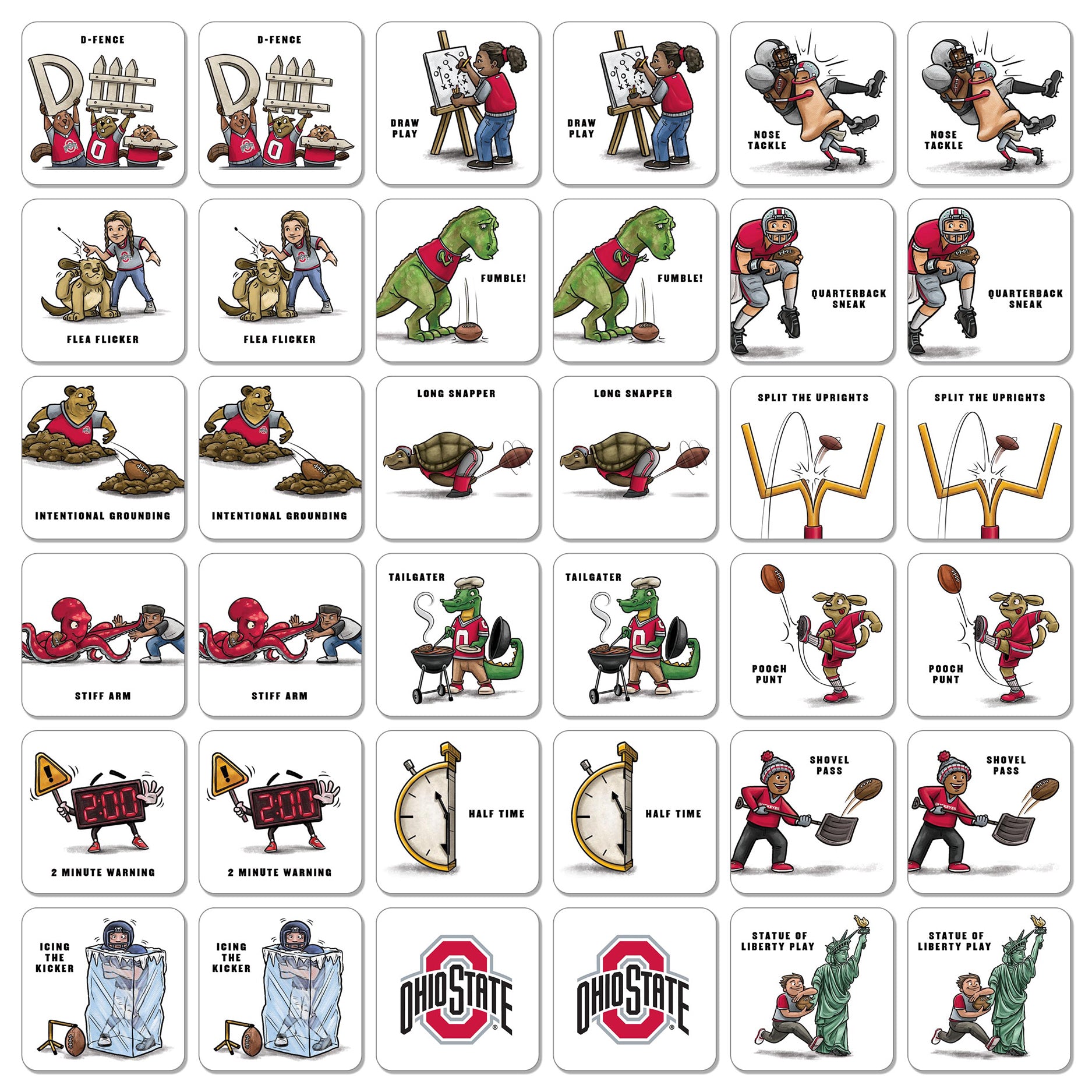 Ohio State Buckeyes Memory Match Game - Back View