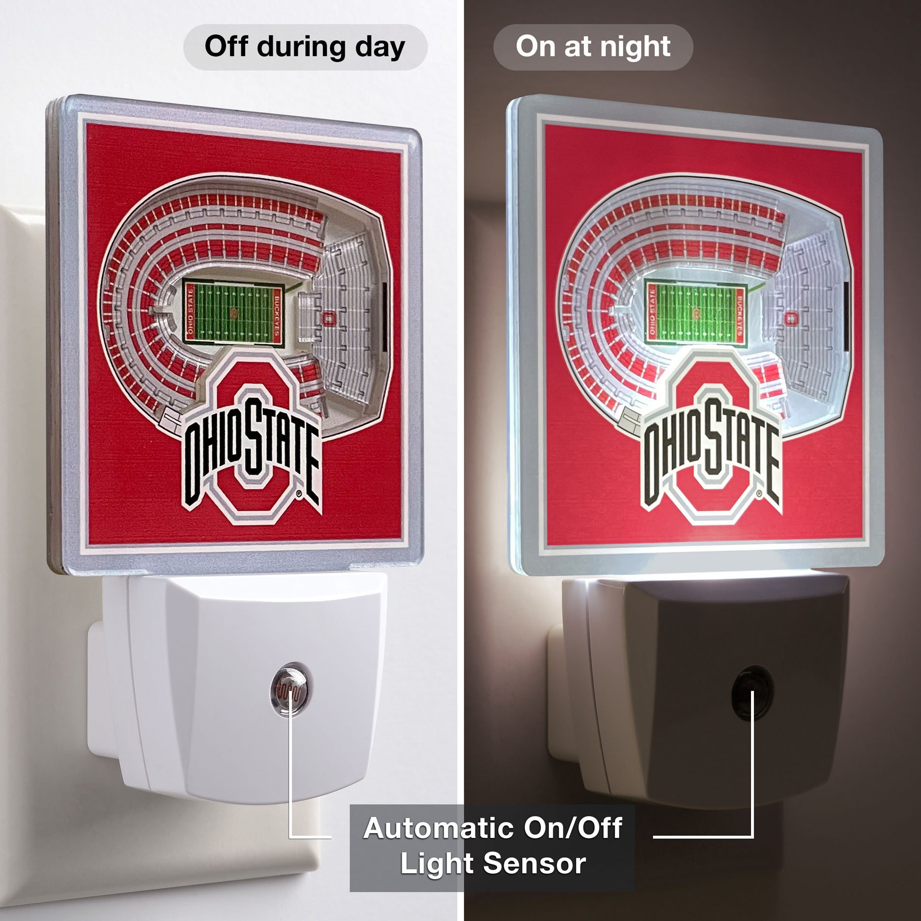 Ohio State Buckeyes Stadium Night Light - On/Off View