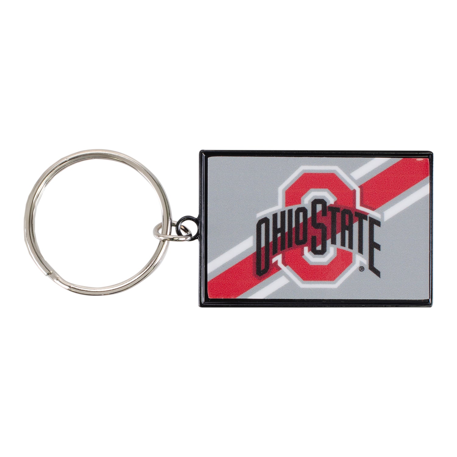 Ohio State Buckeyes Aminco Primary Logo Stripe Keychain - Front
