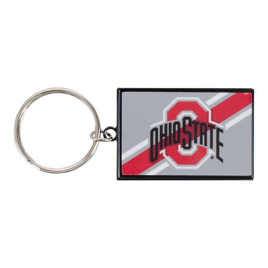 Ohio State Buckeyes Aminco Primary Logo Stripe Keychain - Front