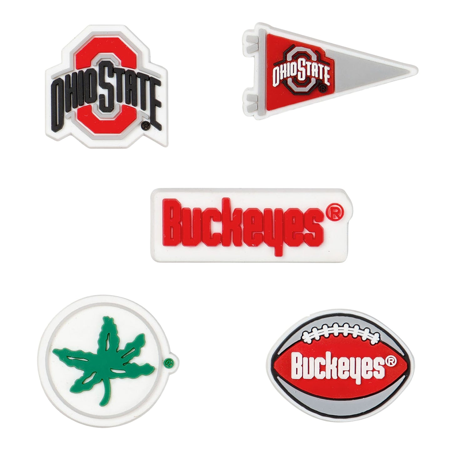 Ohio State Buckeyes FOCO Clog Charms - In Multi-Color - Front View