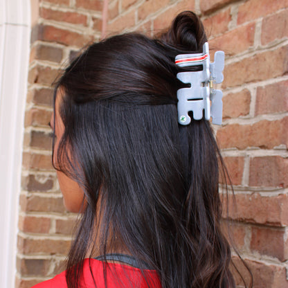 Ohio State Buckeyes "THE" Striped Claw Hair Clip - Modeled