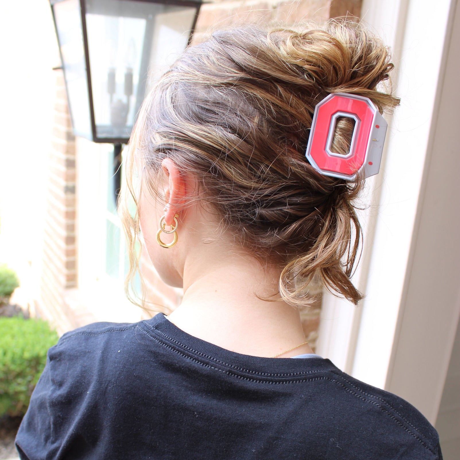 Ohio State Buckeyes Block "O" Claw Hair Clip - Modeled