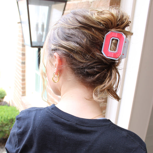 Ohio State Buckeyes Block "O" Claw Hair Clip - Modeled