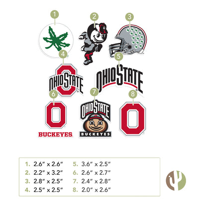 Ohio State Buckeyes 8 Piece Sticker Set - With Sizes