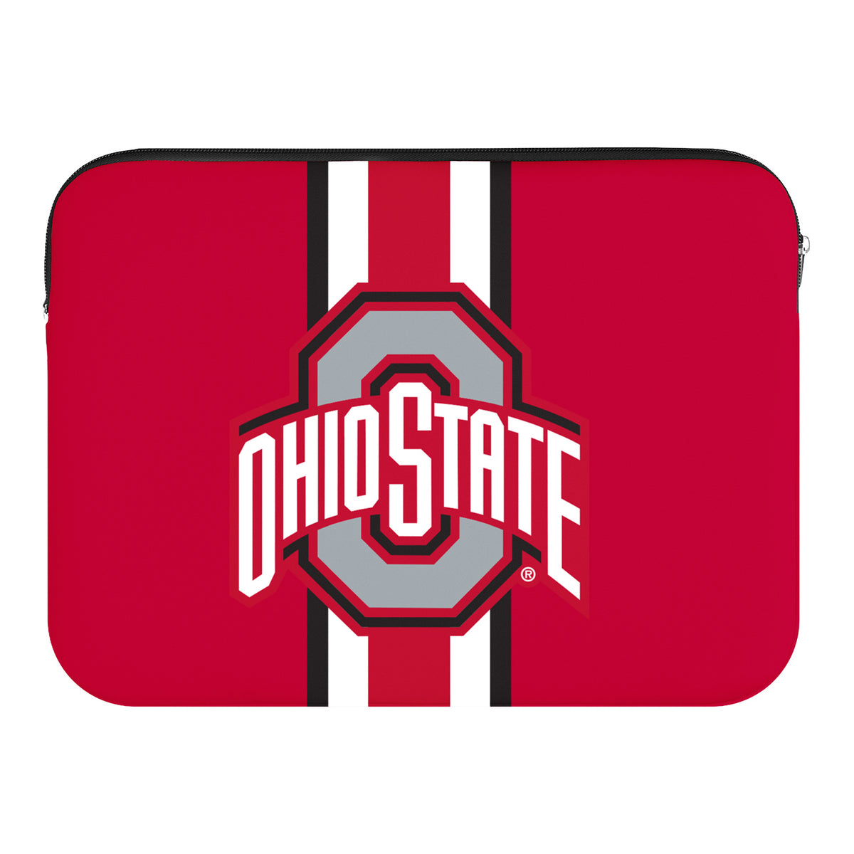 Ohio State Buckeyes Striped Laptop Case - Front View