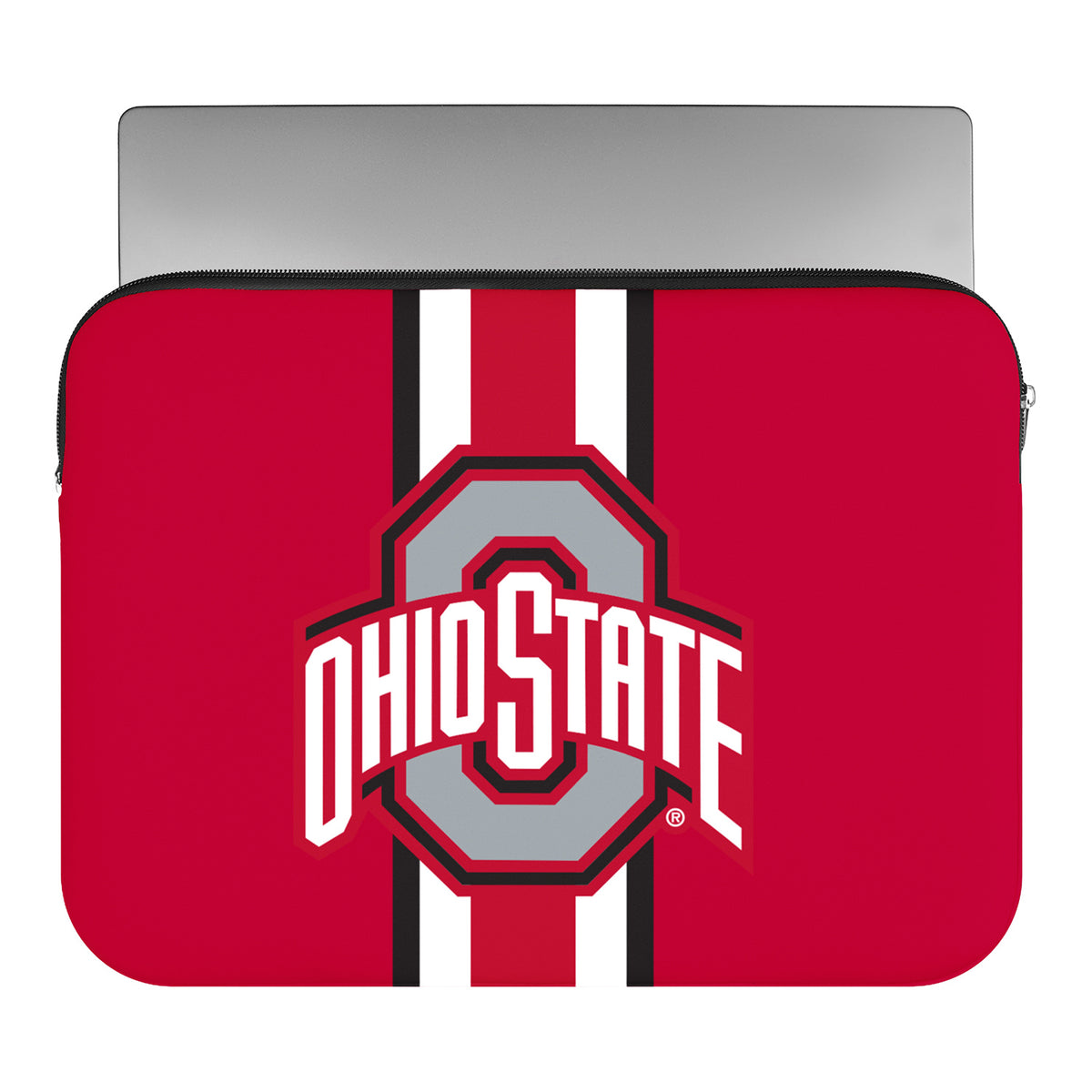 Ohio State Buckeyes Striped Laptop Case - Front View