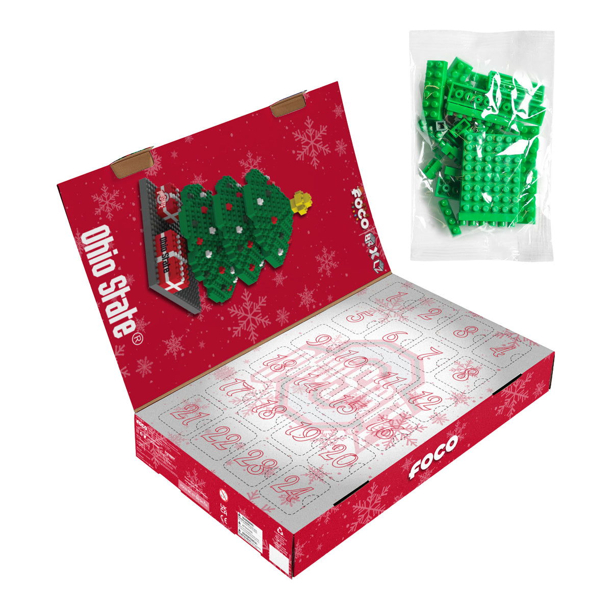 Ohio State Buckeyes Brick Tree Advent Calendar - Inside Box View