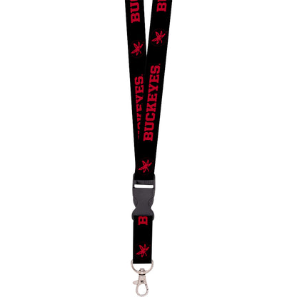 Ohio State Buckeyes Red Buckeye Leaf Lanyard - Front View
