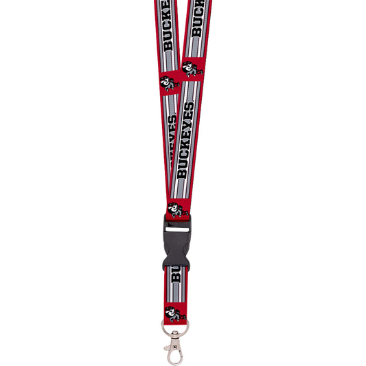 Ohio State Buckeyes Brutus Striped Lanyard - Front View