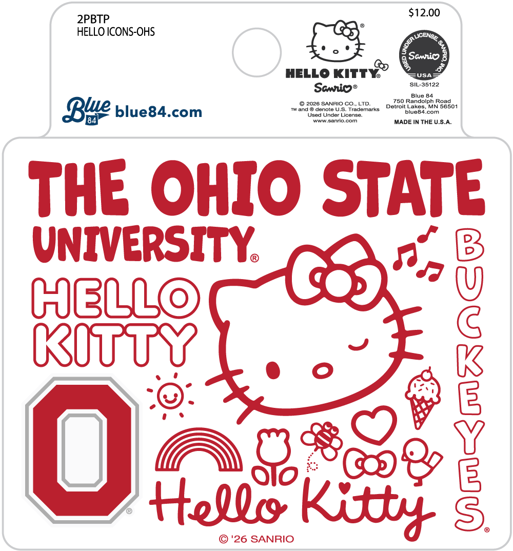Ohio State Buckeyes x Hello Kitty 3x4" Sticker - Full View