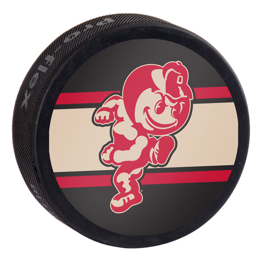 Ohio State Buckeyes Play On Women's Jersey Hockey Puck - Front View