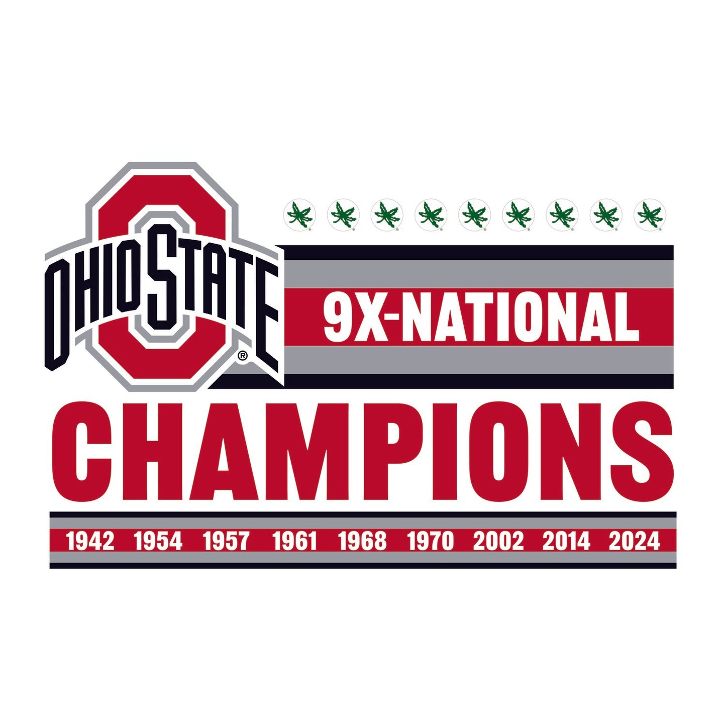 Ohio State Buckeyes 9x National Champions Flag