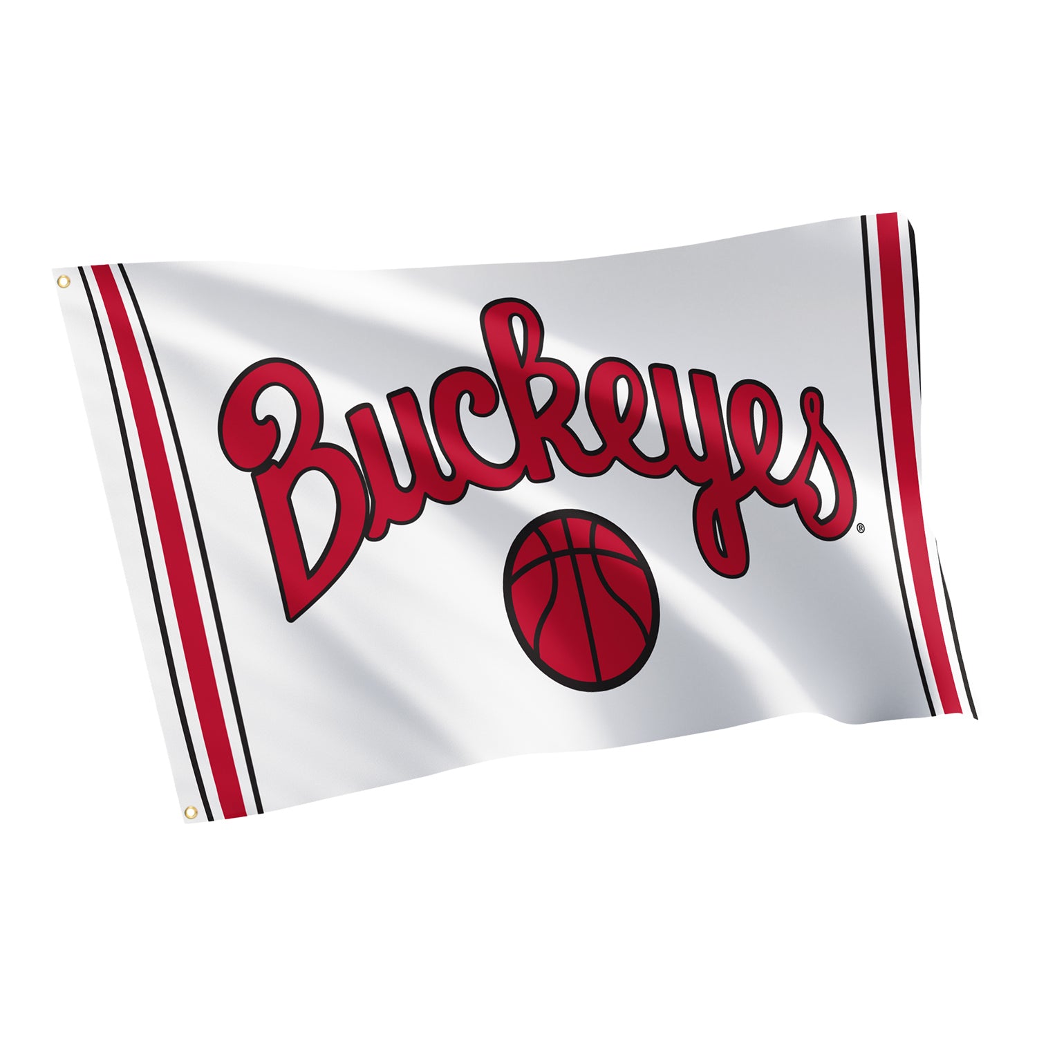 Ohio State Buckeyes Desert Cactus 3x5 Script Buckeyes Basketball Flag In White - Front View