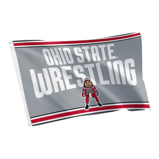 Ohio State Buckeyes Desert Cactus 3X5 Wrestling Flag In Gray - Front View