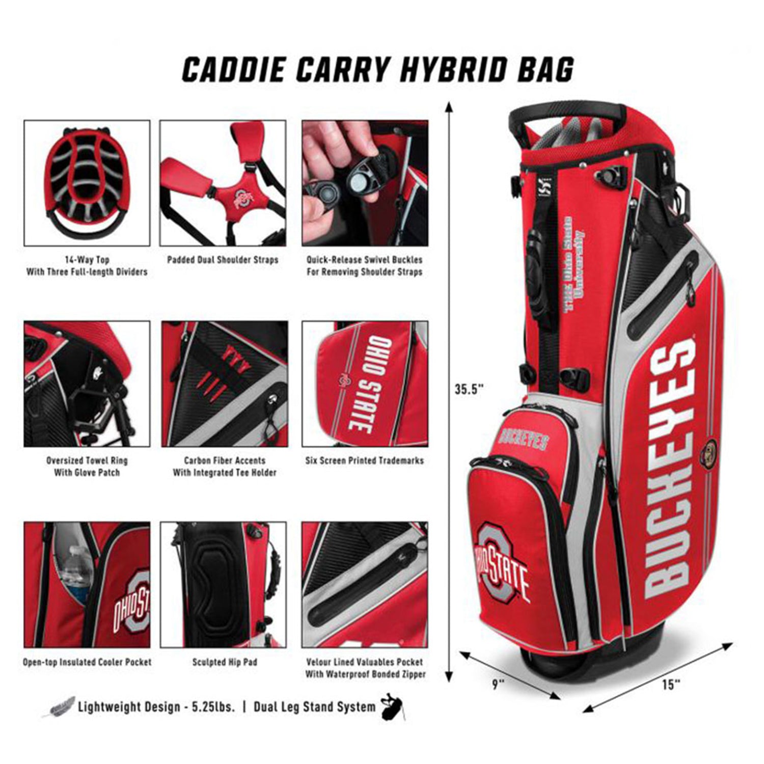Team Effort Boston Red Sox Caddie Carry Hybrid Bag