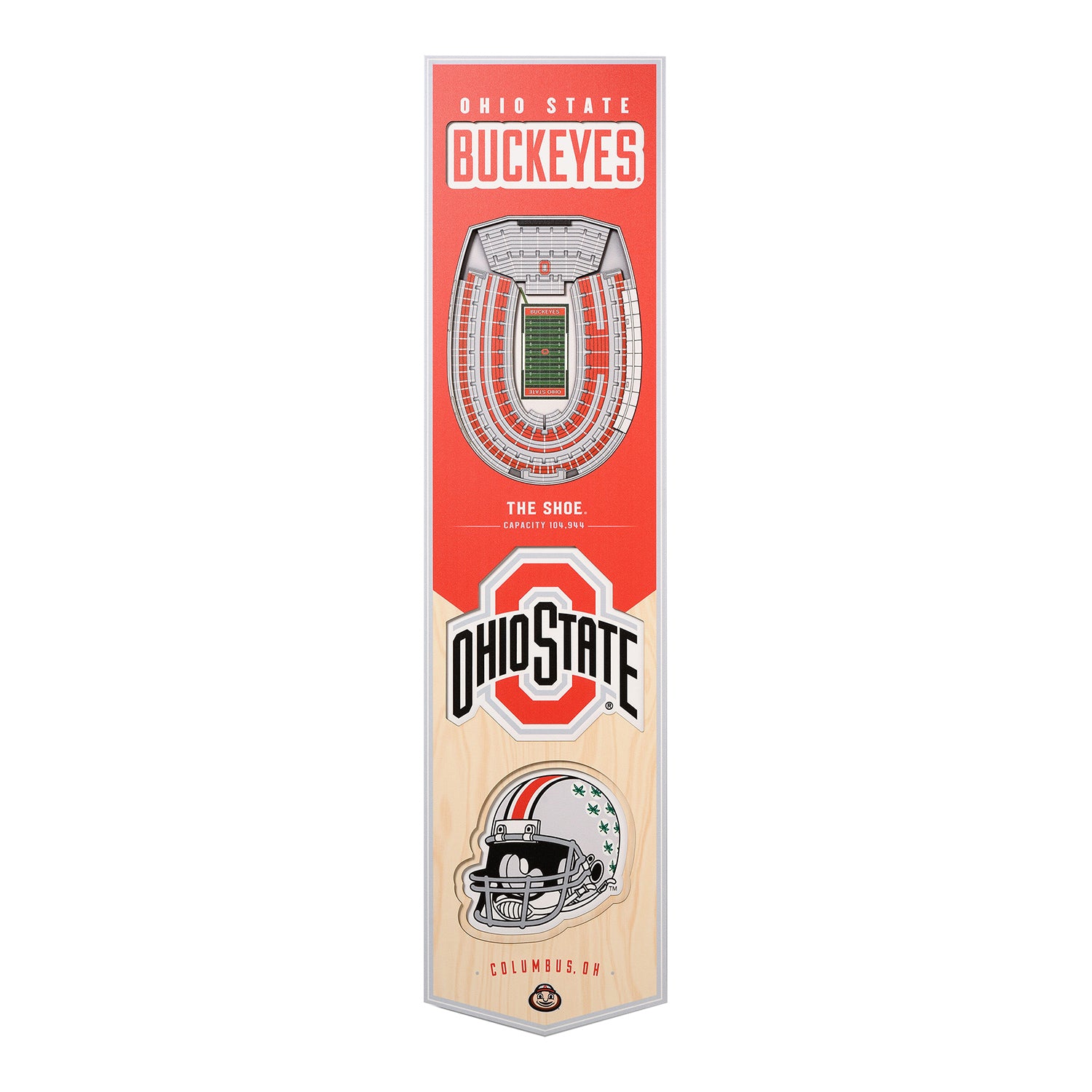 Ohio State Buckeyes 3D Ohio Stadium 8x32 Banner - Front View