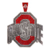 Ohio State Buckeyes Limited Edition Silver Primary Logo Ornament with Crystals - Front View