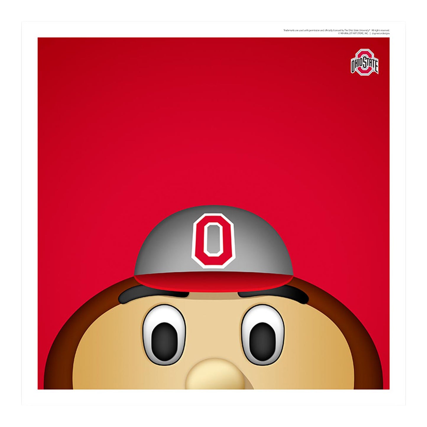 Ohio State Buckeyes Minimalist Brutus Buckeye 12" x 12" Square Poster Print - Main View