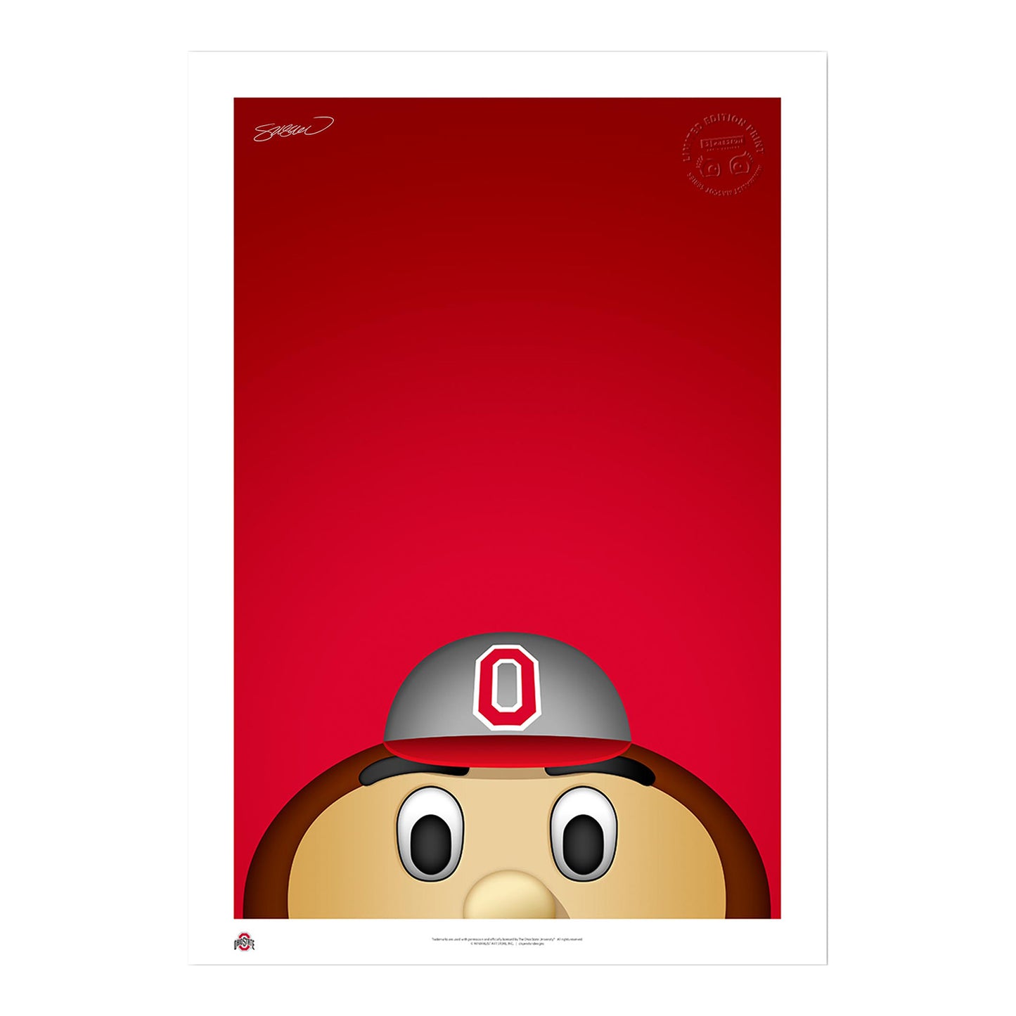 Ohio State Buckeyes Minimalist Brutus Buckeye Limited Edition 14" x 20" Fine Art Print - Main View