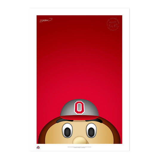 Ohio State Buckeyes Minimalist Brutus Buckeye Limited Edition 14" x 20" Fine Art Print - Main View