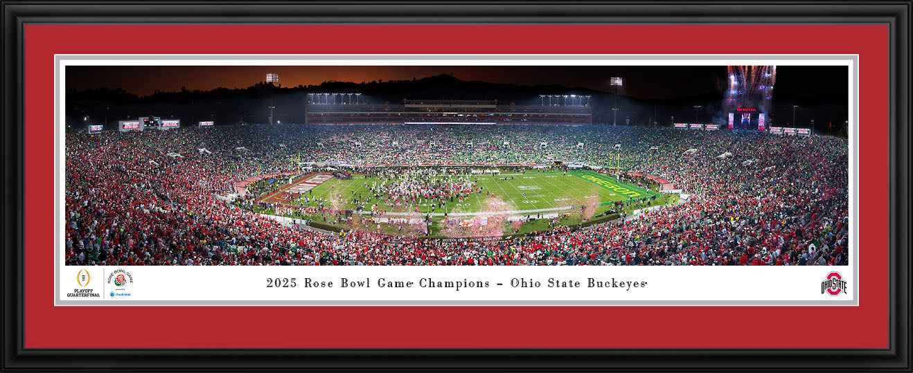 Ohio State Buckeyes 2025 Rose Bowl Game Champions Standard Frame Panorama