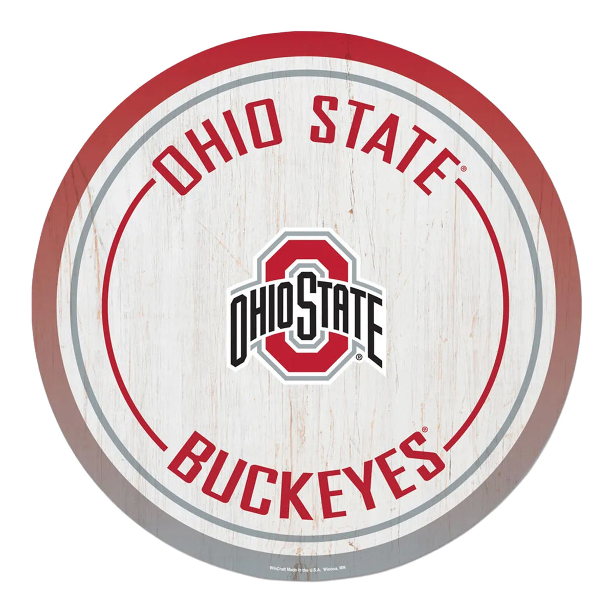 Ohio State Buckeyes Wood Sign 14" Rnd - Front View