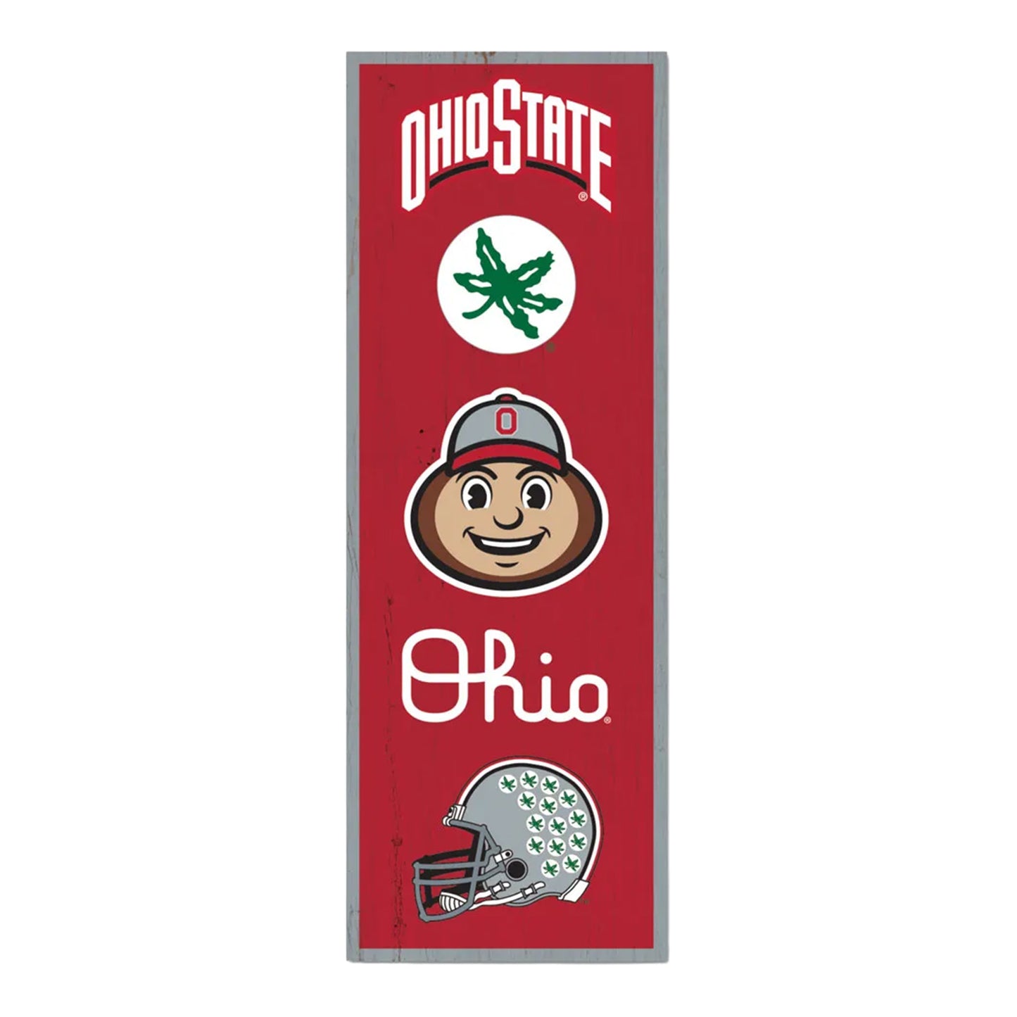 Ohio State Buckeyes Wood Sign 6" x 17" - Front View