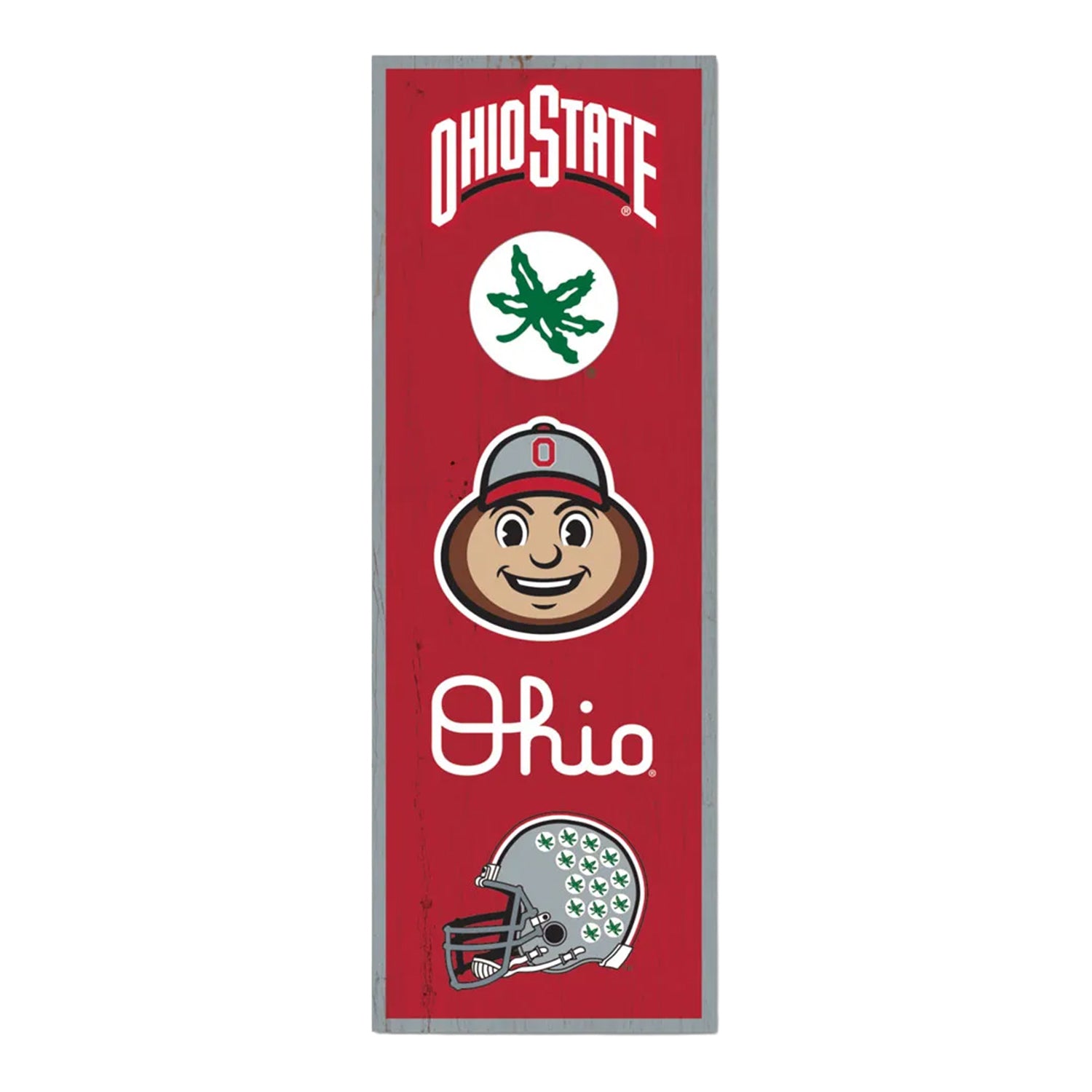 Ohio State Buckeyes Wood Sign 6" x 17" - Front View