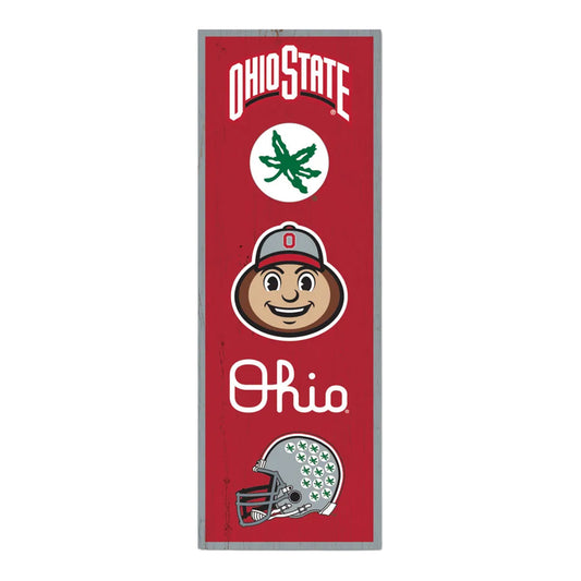Ohio State Buckeyes Wood Sign 6" x 17" - Front View