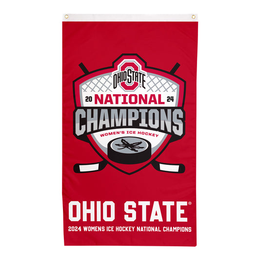 Ohio State Buckeyes 2024 Women's Ice Hockey National Champions Flag - Main View