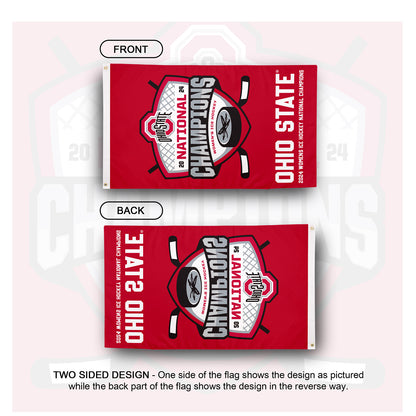 Ohio State Buckeyes 2024 Women's Ice Hockey National Champions Flag - Multi View