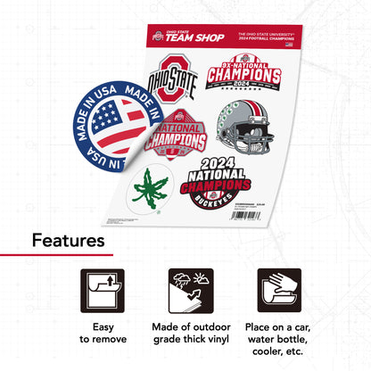 Ohio State Buckeyes National Champions Sticker Sheet