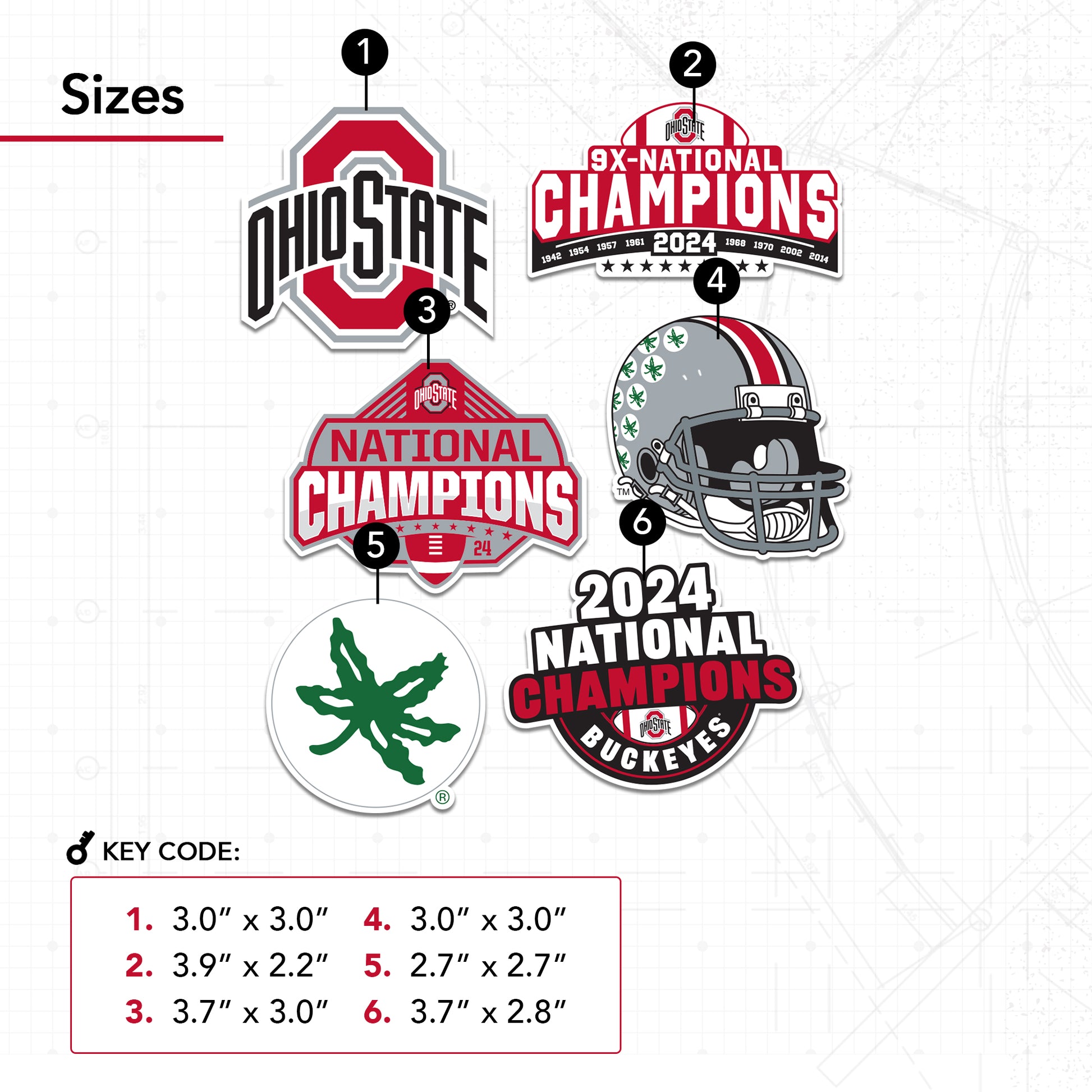 Ohio State Buckeyes National Champions Sticker Sheet