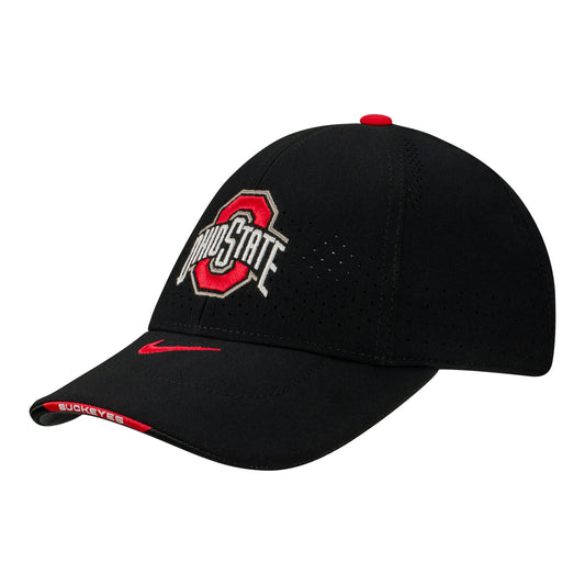 Youth Ohio State Buckeyes Nike Aero Sideline Structured Adjustable Hat - In Black - Angled Left View