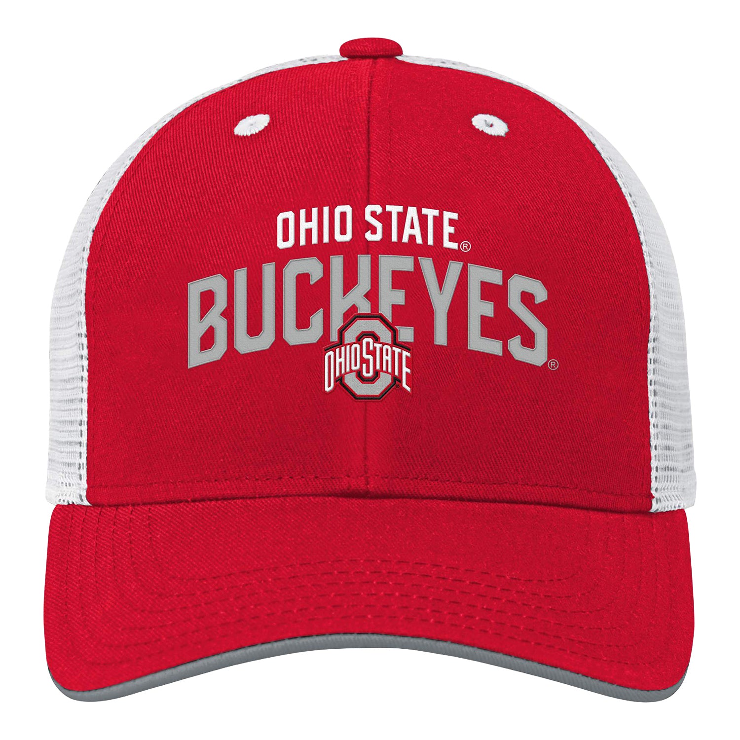 Youth Ohio State Buckeyes Outerstuff Core Lockup Mesh Hat In Red - Front View