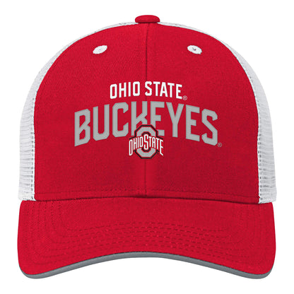 Youth Ohio State Buckeyes Outerstuff Core Lockup Mesh Hat In Red - Front View