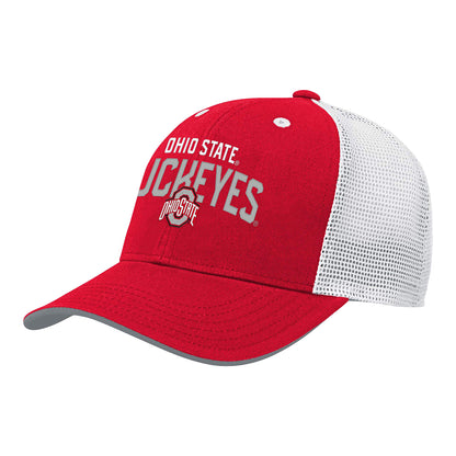 Youth Ohio State Buckeyes Outerstuff Core Lockup Mesh Hat In Red - Side View