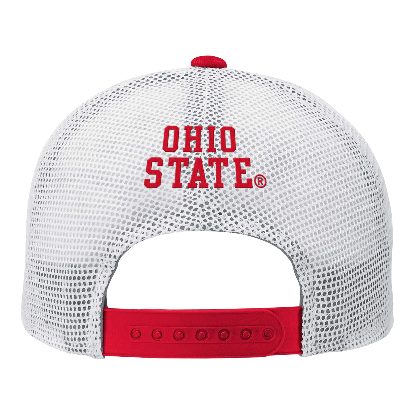 Youth Ohio State Buckeyes Outerstuff Core Lockup Mesh Hat In Red - Back View