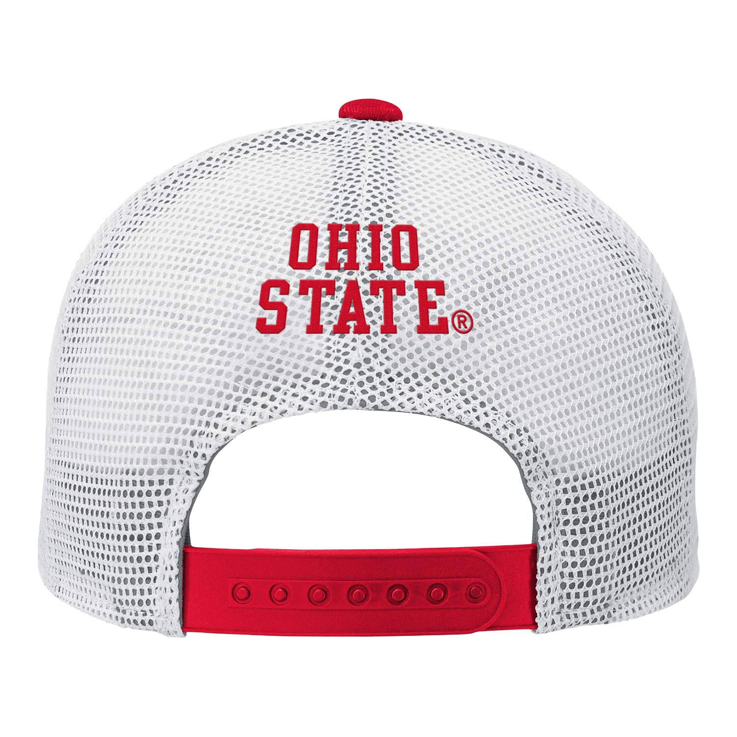 Youth Ohio State Buckeyes Outerstuff Core Lockup Mesh Hat In Red - Back View